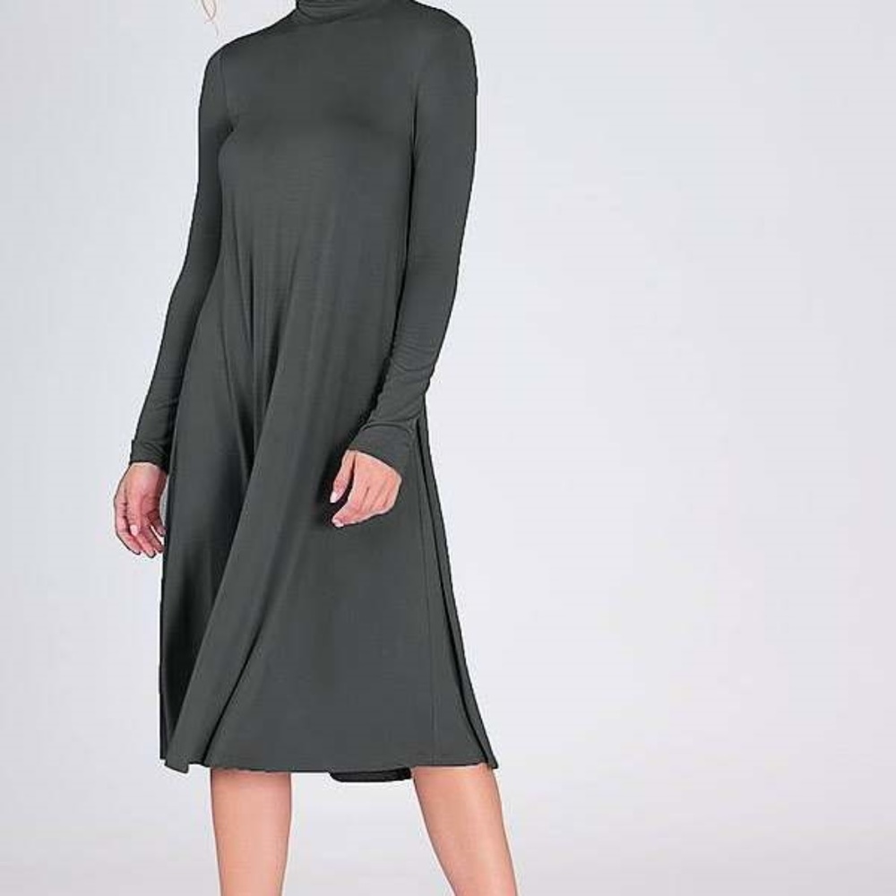 Mock Turtle Neck Swing Dress